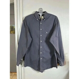 Men's Eddie Bauer Button Long Sleeve Shirt Flying Goose LT Outdoor Navy Gorpcore